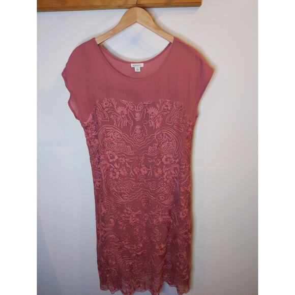 Sundance Lillian Rose Mauve Pink Embossed Floral Dress Small Boho Wedding Summer - Picture 2 of 8